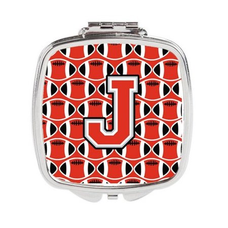 CAROLINES TREASURES Letter J Football Scarlet and Grey Compact Mirror CJ1067-JSCM